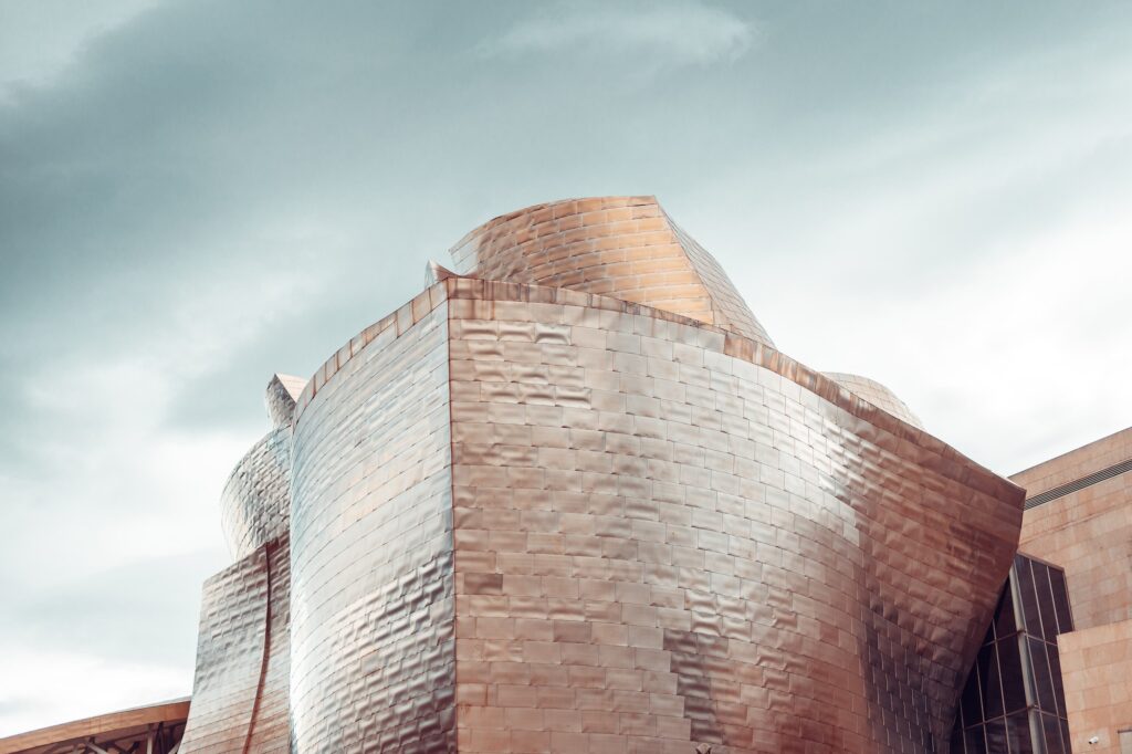 Detail of the Guggenheim museum building in Bilbao, Spain